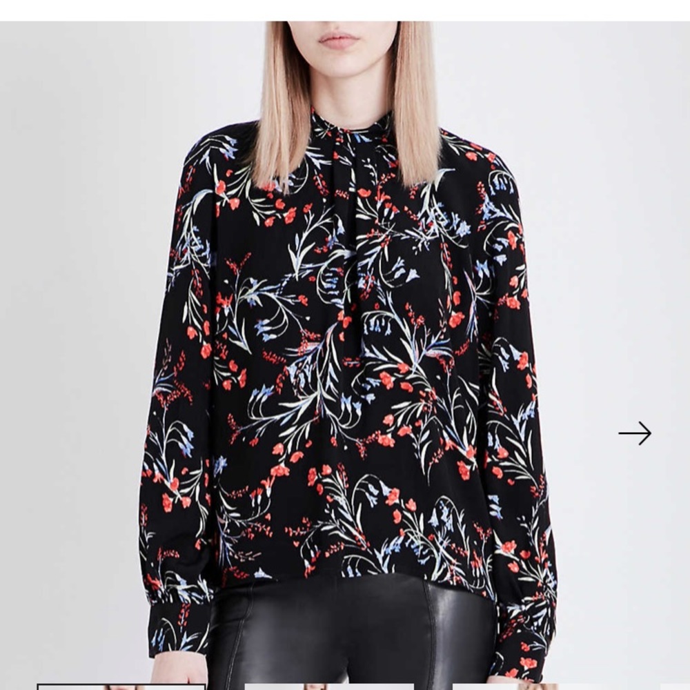 Floral tuck neck top